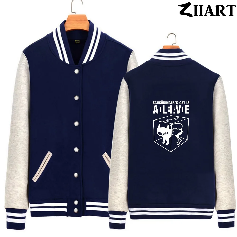 Бейсбольные куртки ZIIART женские флисовые бейсбольные на молнии кошка парадокс