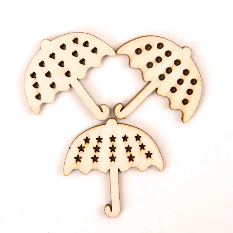 Деревянный милый зонтик форма украшения для скрапбукинга ручной работы домашние аксессуары для свадебных украшений DIY 35 мм 10 шт MZ258