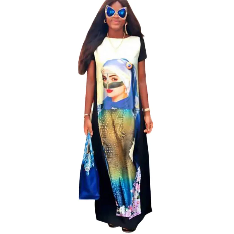 2016 Конфеты Девушка Мода Лето Характер Печати Платье Балахон Шею С Коротким