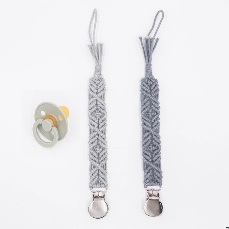 Зажим для соски-пустышки ручной работы винтажная хлопковая пряжа