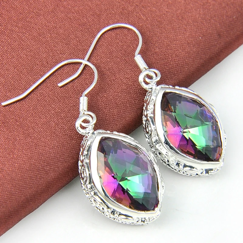 Сумасшедший новинка винтажный стиль серьги радуга мистик топаз сережки для