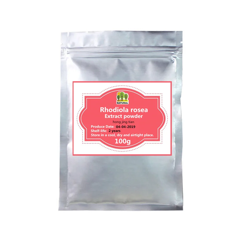 100g 50-1000 г, Органическая родиола розовая экстракт порошок, трава родиоле/слюнозид Rosavin/Hong jing tian, снятие стресса, Тревога Поддержка - Цвет: 100g