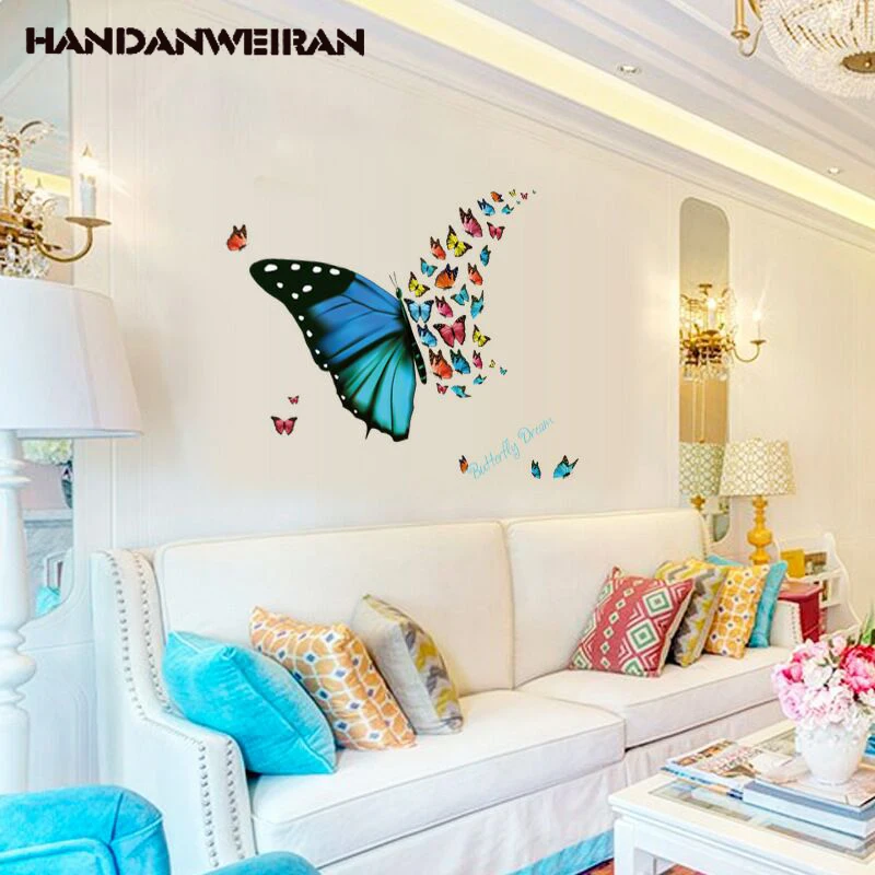 Большие наклейки в форме бабочек DIY индивидуальная Наклейка на стену с бабочками