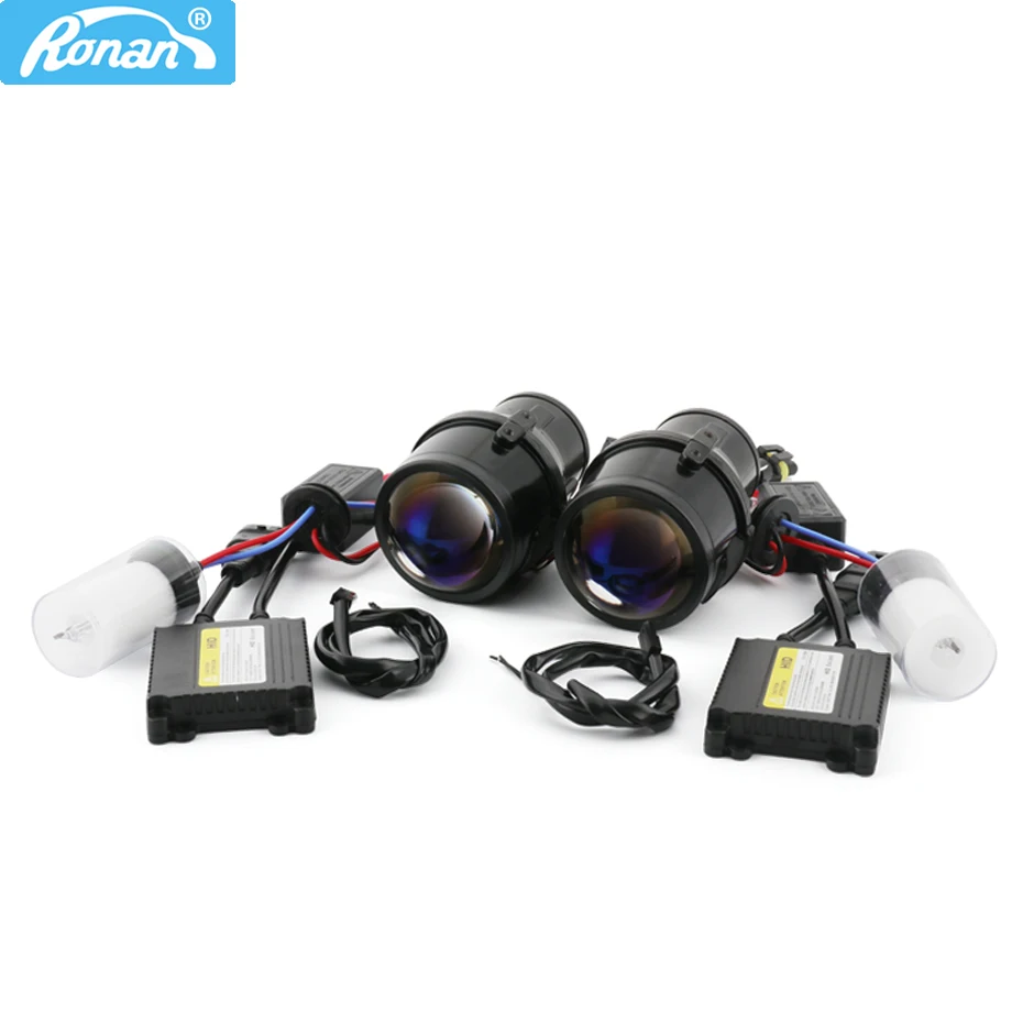 Ронан 2,5 дюймов синий противотуманные линзы Би-ксеноновые фары 12 v линзы прожекторного типа H11 3000 K 6000 K лампа для Ford Focus honda mazada модифицированный Автомобильный фар