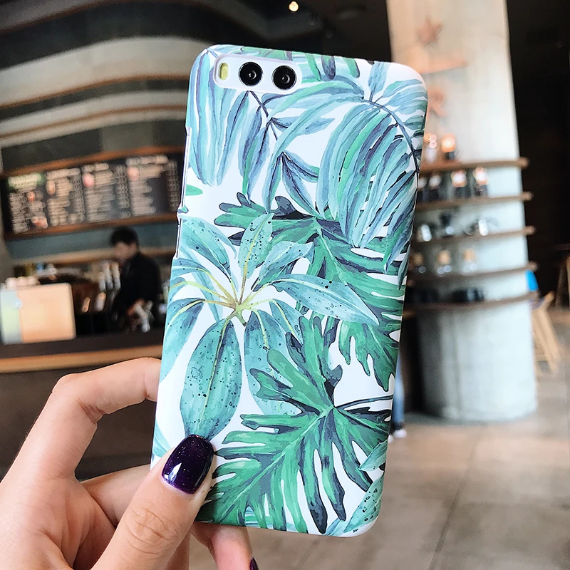 Жесткие чехлы для телефонов из поликарбоната для XIaomi Redmi Note5 с зелеными розовыми листьями, Матовые чехлы на заднюю панель для Xiaomi Redmi Note 5