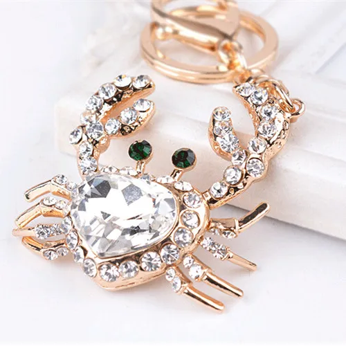 Брелок для ключей с кристаллами и стразами брелок в форме краба милые брелоки