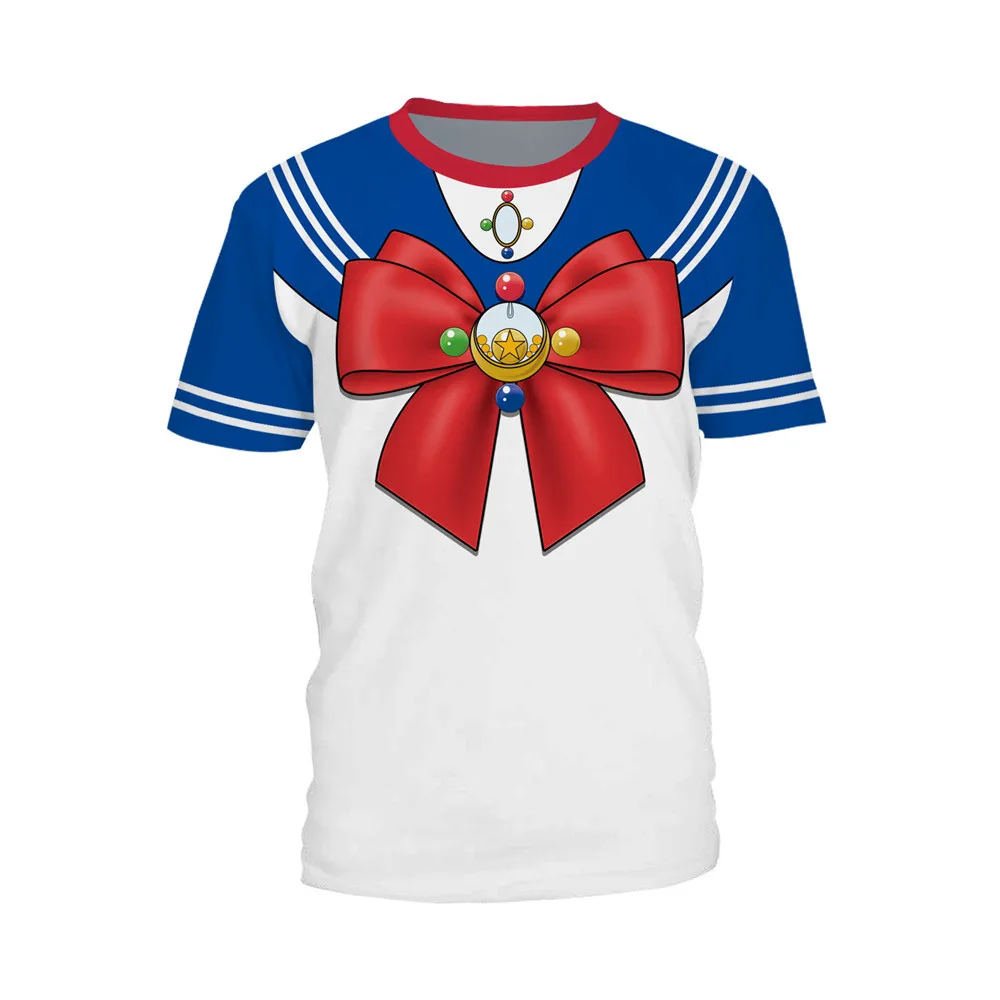 Аниме Сейлор Мун 3D печать футболка Косплей Костюм карта Captor Sakura Лето короткий