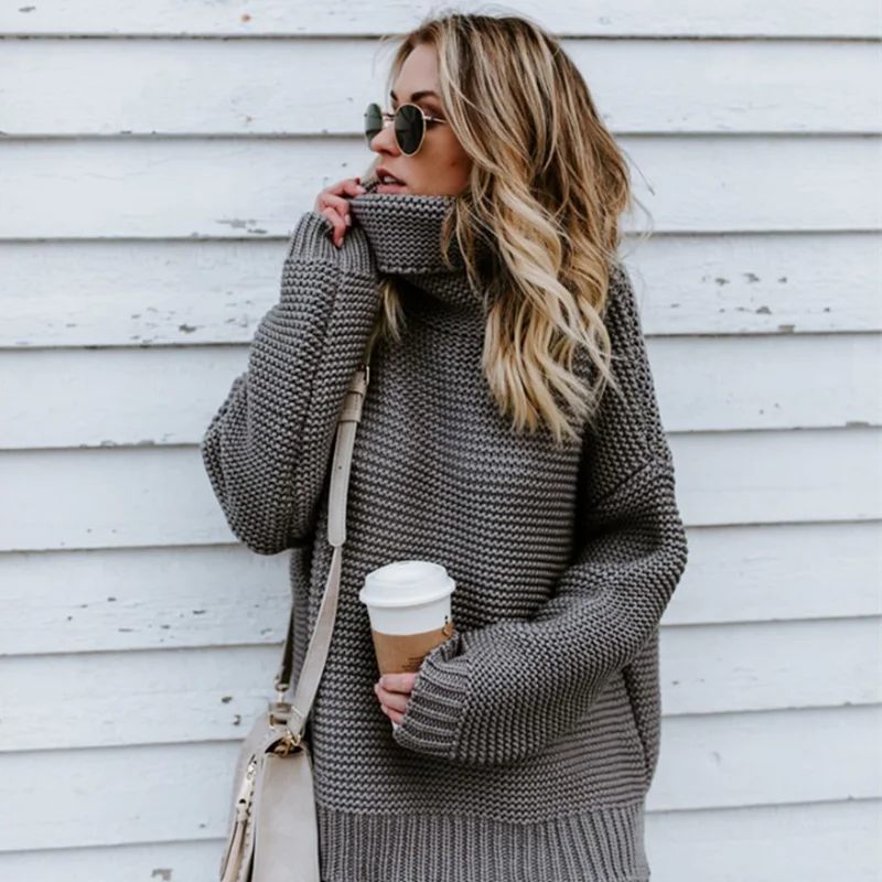 Повседневные свитера на осень и зиму однотонные большие толстые свободные