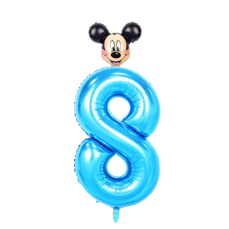 Mickey-8 2 шт./лот 40 дюймов розовый и голубой номер Фольга надувные шары Mickey воздушный шар "Минни" Рисунок От 1 до 5 лет детская футболка для мальчиков и девочек, День рождения деко - Цвет: Mickey-8