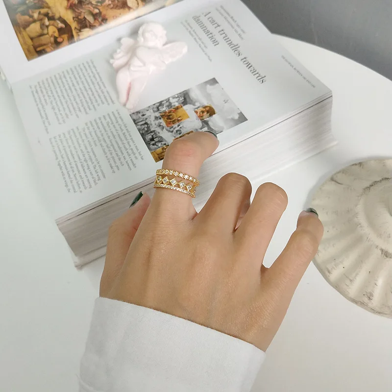 

WTLTC 925 пробы серебряные трехслойные кольца для женщин с кубическим цирконием, складные кольца, искусственное кольцо, изящный подарок на день...