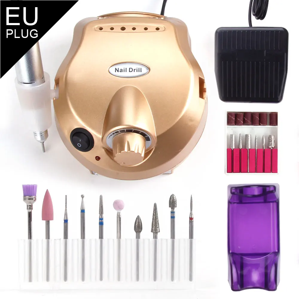 GD Set 5 EU Plug Фрезерный станок аппарат для электрической дрели для ногтей маникюр поворот заусенцев Фрезер Вольфрамовая Силиконовая Форма Маникюр с полировкой инструмент - Цвет: GD Set 5 EU Plug