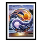 Рисунок бриллианта, вышитый крестиком дельфин, вышивка бисером, животное Полный круглая мозаика с отверстиями для вышивания домашний декор горного хрусталя