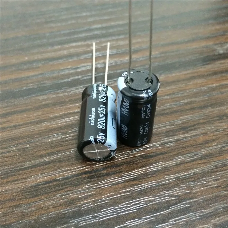 100 шт. 820 мкФ 25V японская NICHICON HV серия 10x20 мм Высокая пульсация тока низкое