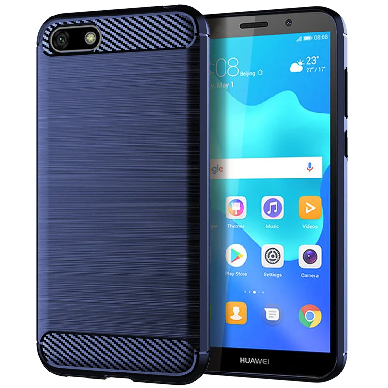 Carbon Case For Huawei Y5 Pro 2018 Cover Silicone Bumper Soft Huaiwe Prime Phone Armor Shell |