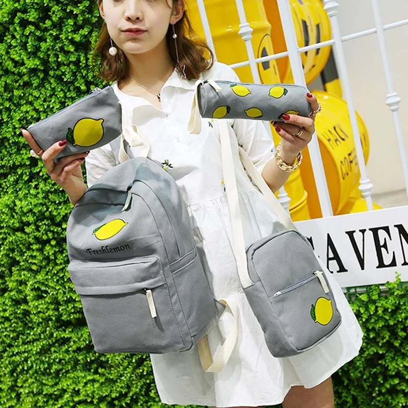 School Bags Backpack Female Schoolbag for Women 4pcs GirlsCanvas Pencil Case Bag Women's Bolsa Feminina DALFR | Багаж и сумки