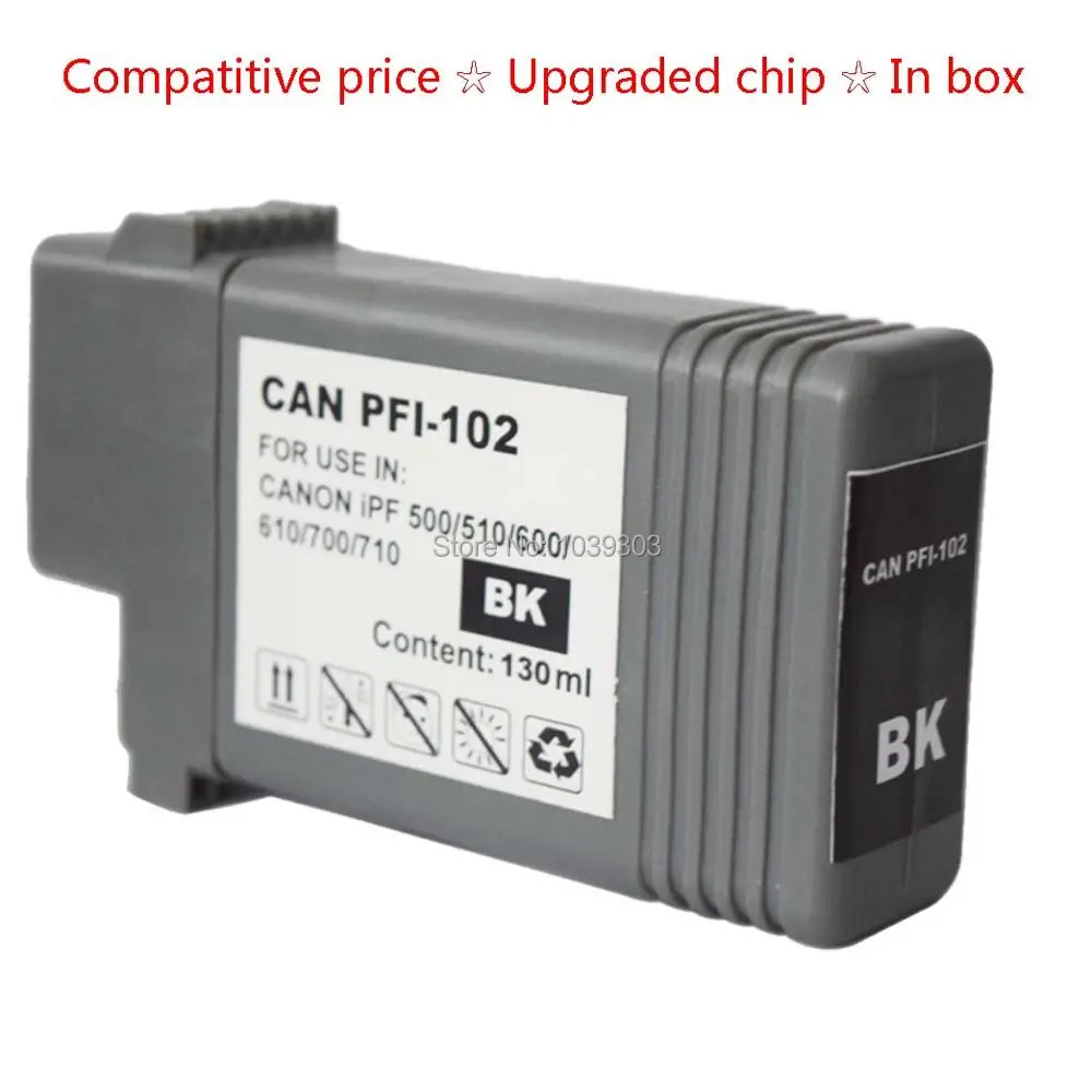 

1x Compatible Matte Black Ink cartridge PFI-102 for Canon Printer iPF500/510 iPF600/605/610 iPF700/710/720/760 iPF650/655 iPF75