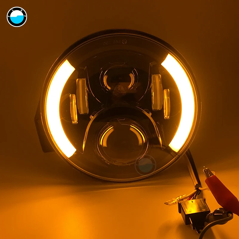 7-дюймовый 60 W DOT SAE E9 мотоцикл фары с углом глаза светодиодные фары 7 дюймов корпус лопасти отделка кольцо