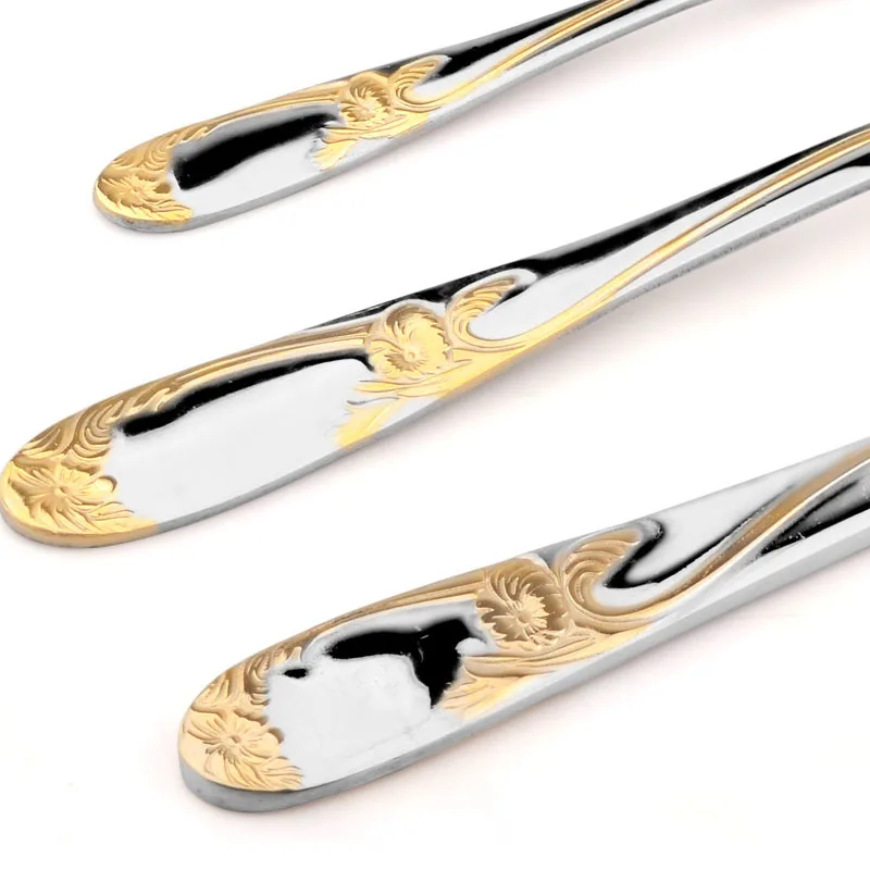 KMYC столовая посуда 16 комплект столовых приборов позолоченный зеркальный