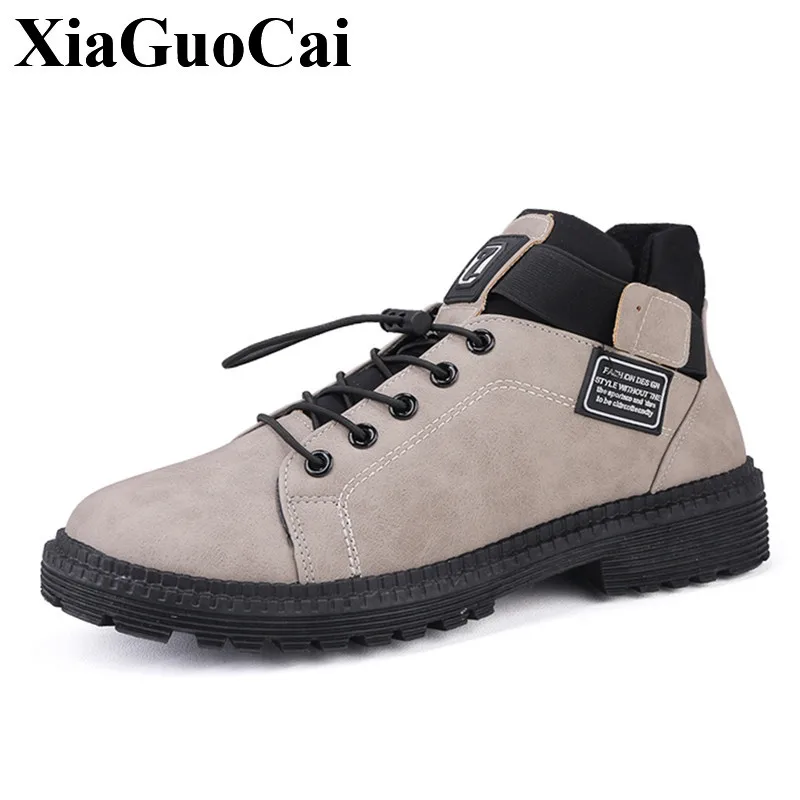 New Skate Shoes Men Sneakers High Top Elastic Band Laces Adult Male Flat Casual Wear Resistant Tolling Boots Retro Solid | Обувь