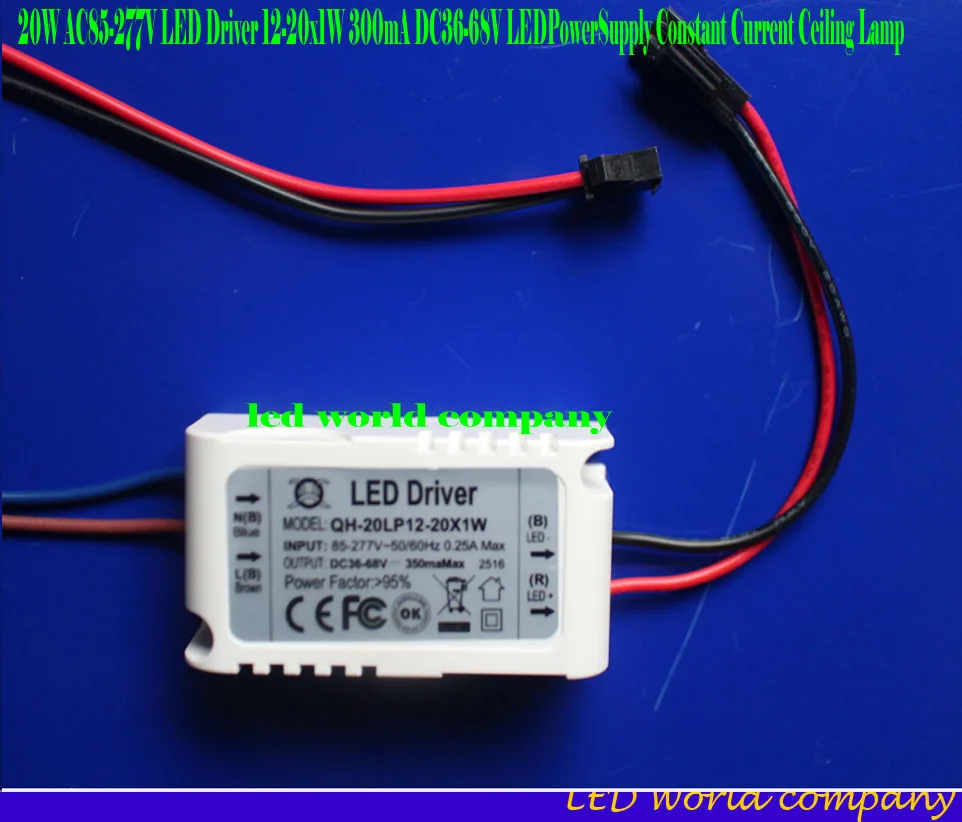 Изоляция 20 Вт AC85-277V светодиодный драйвер 12-20X1 300 мА DC36-68V LED PowerSupply потолочная лампа