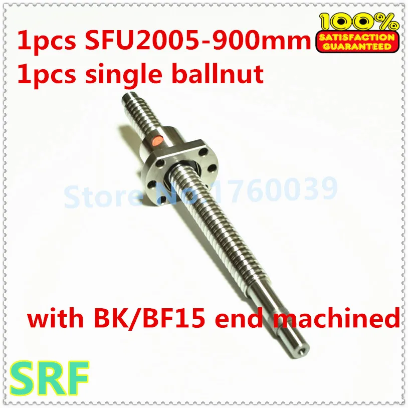 

20mm Rolled Ballscrew 2005 L=900mm C7 ball screw+1pcs Flange single ballnut with BK/BF15 end processing for CNC part