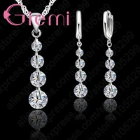 newest fashion 925 sterling silver women jewelry sets 4pcs cubic zircon stones long move long swaying beaded earrings necklace