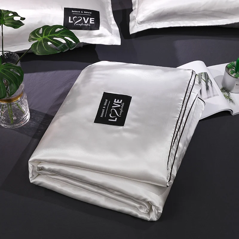 F Satin Silk Quilt For Summer 12 Solid Color Bedding Set Bedspread Blanket Comforter Bed Cover King Queen Size new - Цвет: F