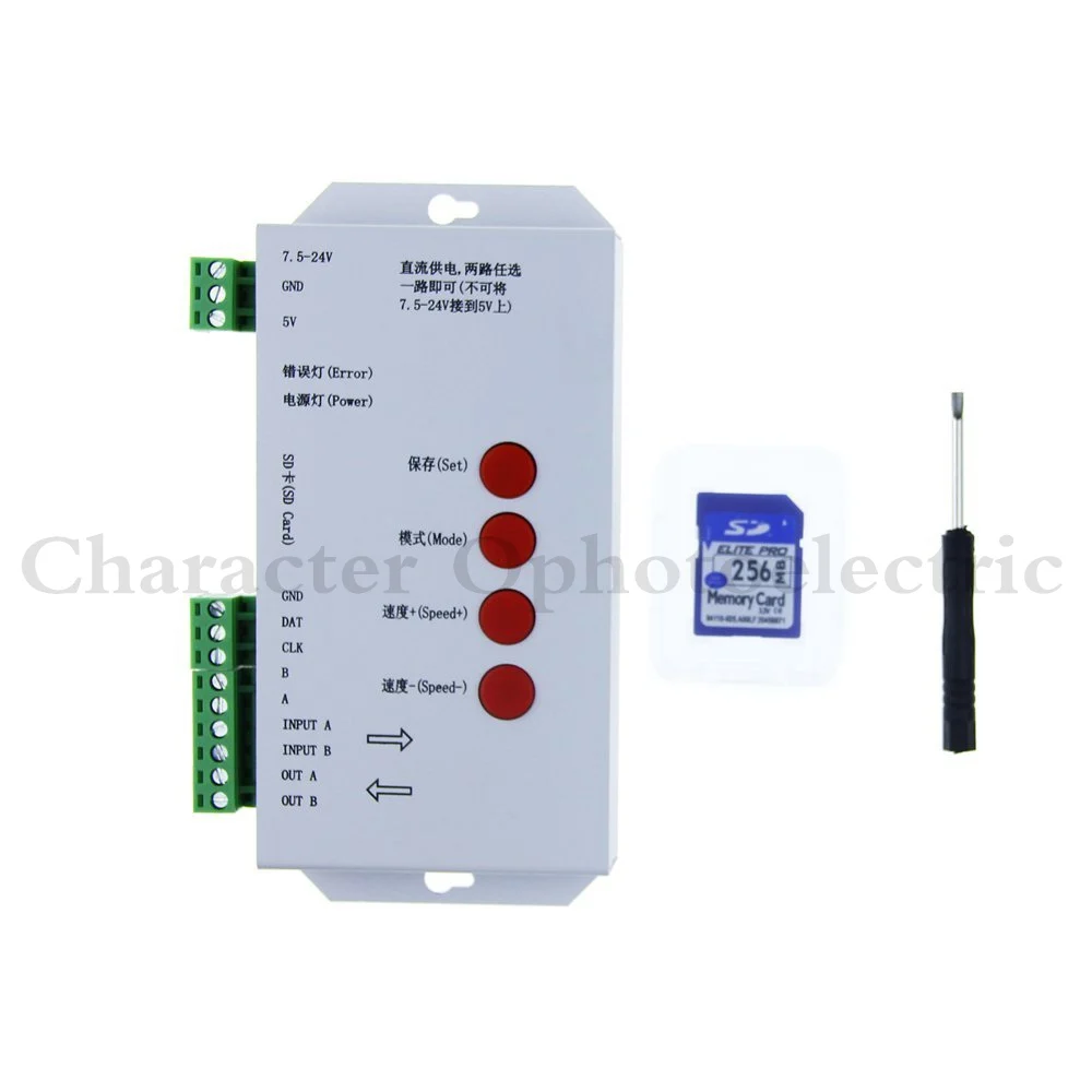 SD карта T1000S WS2801 APA102 WS2811 WS2812B LPD6803 светодиодный контроллер 2048 пикселей 5 ~ 24 В