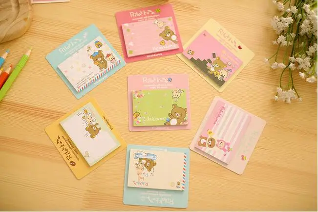 Клейкие наклейки Rilakkuma с мультяшными рисунками милые Блокноты липкими нотами для