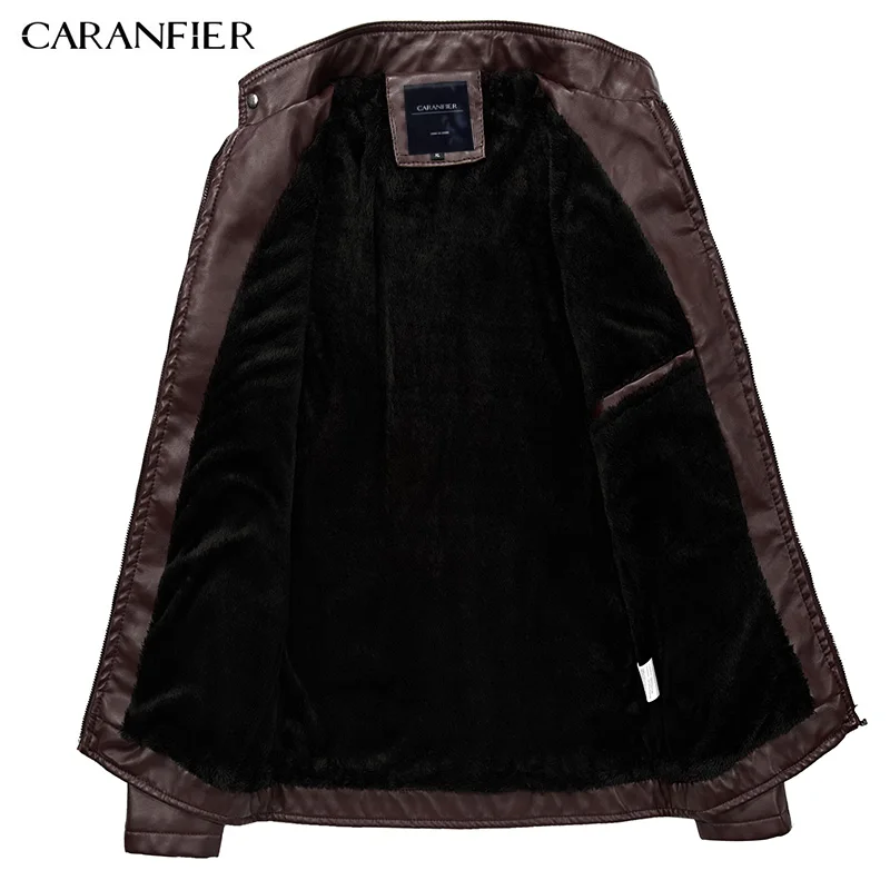 CARANFIER 2017 новая мужская кожаная куртка зимняя модная Высококачественная PU