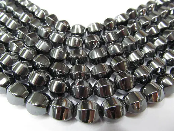 

lot hematite beads 8x12 mm 5strands 16inch strand,rice barrel facteted DIY bead