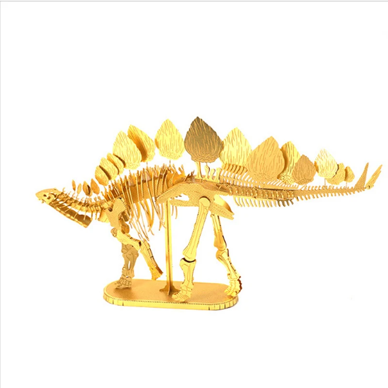 Golden Dinosaur Tyrannosaurus Stegosaurus DIY Metal Puzzles Jigsaw Educational Action Figures Miniatures Board Game | Спорт и