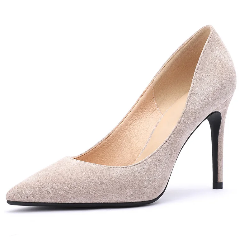 Beige Sheos Женские туфли на высоком каблуке; сезон весна; Брендовые женские туфли-лодочки; вечерние туфли на тонком каблуке разных цветов; туфли с острым носком без шнуровки для офиса; модельные туфли; Новинка - Цвет: Beige Sheos