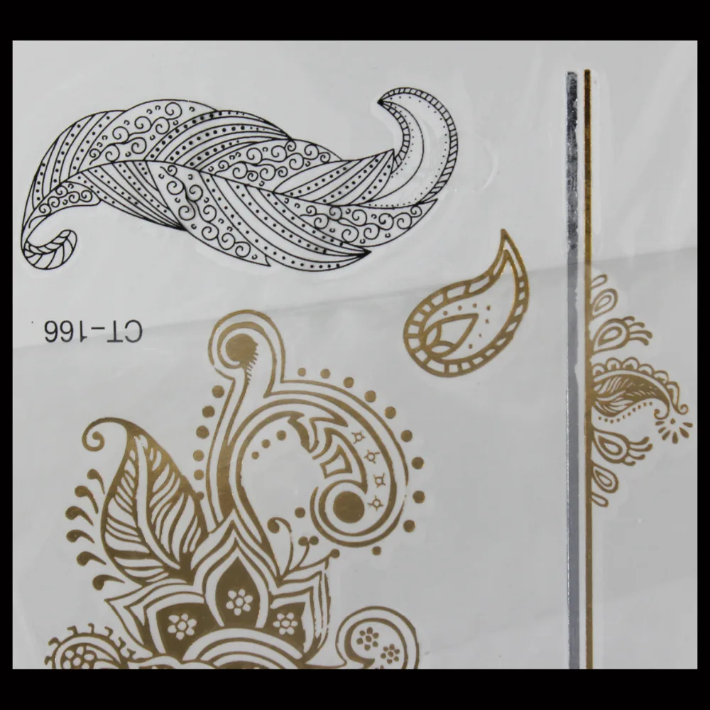 Новый стиль боди-арт тату-наклейки блестящие металлические золотые серебряные