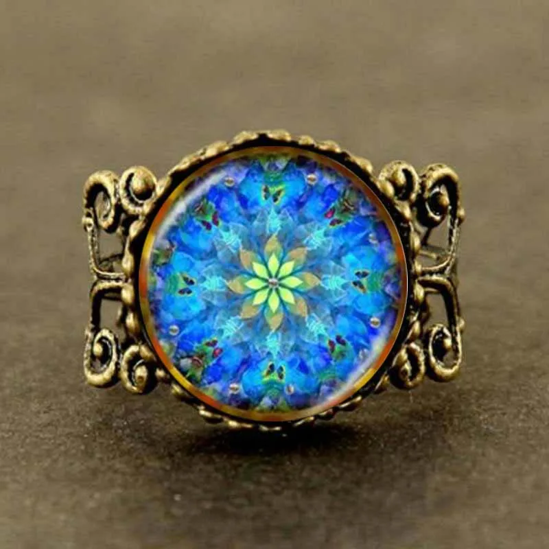 Новинка 2017 года ожерелье колье с цветочным узором кольцо мандалой Шарм индийские