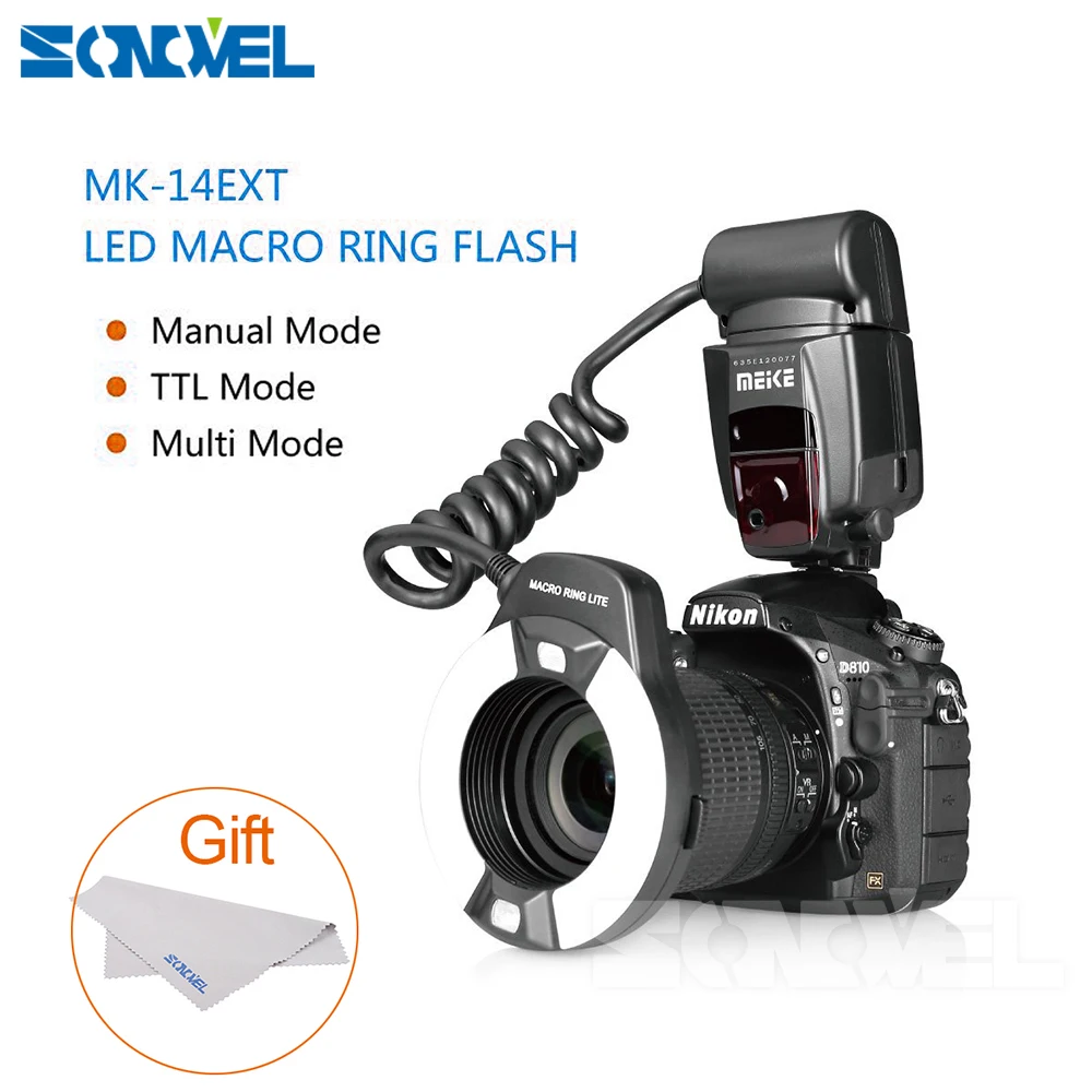 Кольцевая вспышка Meike для макросъемки Макросъемка с поддержкой TTL LED AF I Nikon D7000 D5000