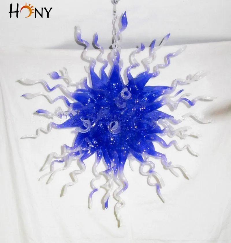 

Free Shipping AC Led Hallway Blue Colored Murano Glass Modern Chrome Chandelier