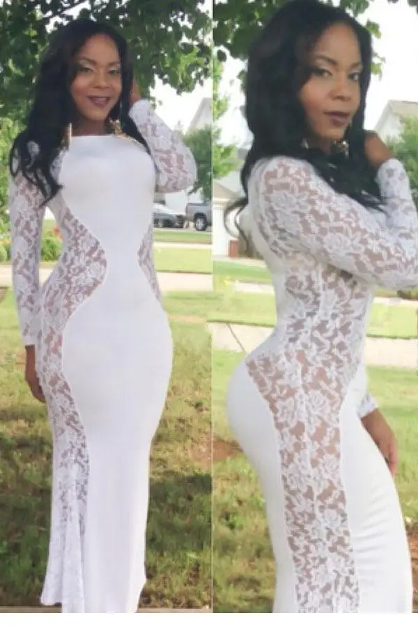 2014 Summer New Sexy Fashion Plus Size Dress Lace Maxi with Fish Tail Detail LC6503 S M L XL | Женская одежда