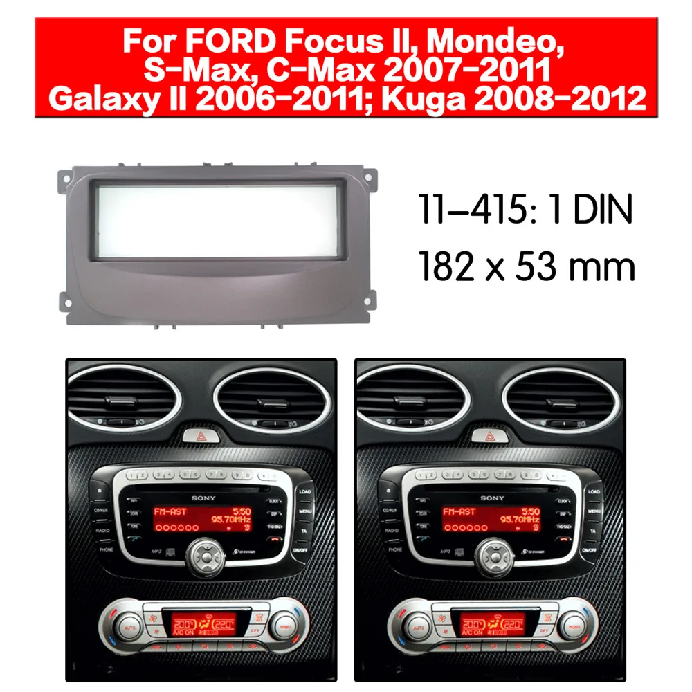 Автомагнитола Fascia с мультимедийной рамкой комплект для Ford Mondeo C Max (серебристый) 2007 2011 креплением на 1