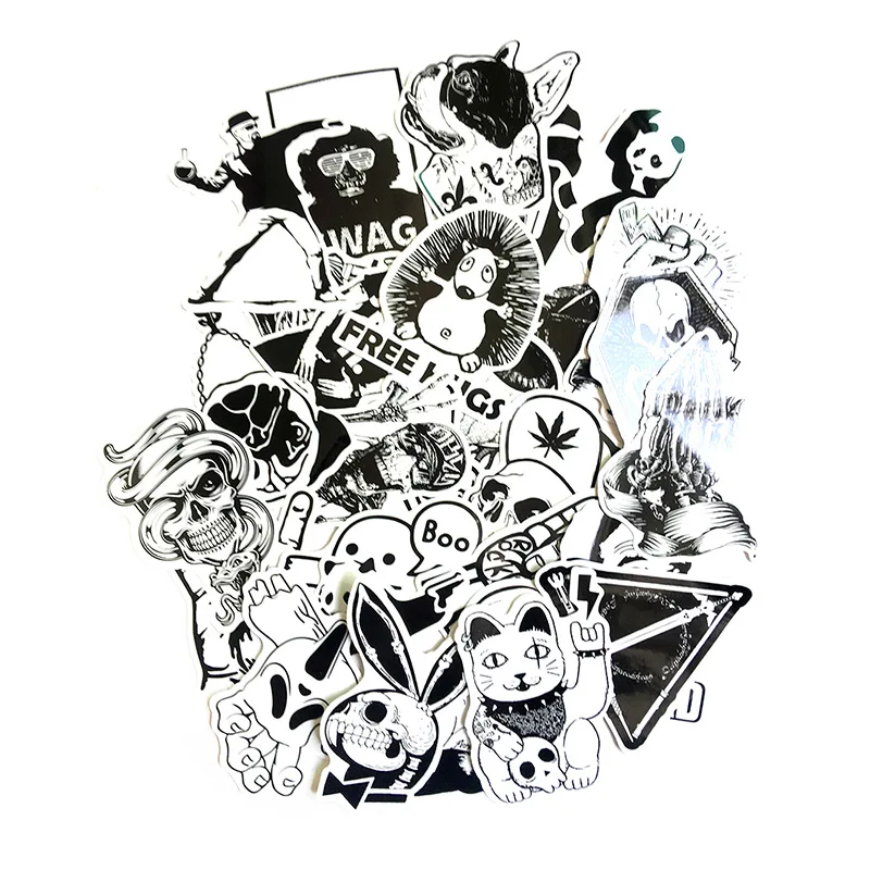 100 шт случайный не повторяющийся черный и белый Холодный стикер