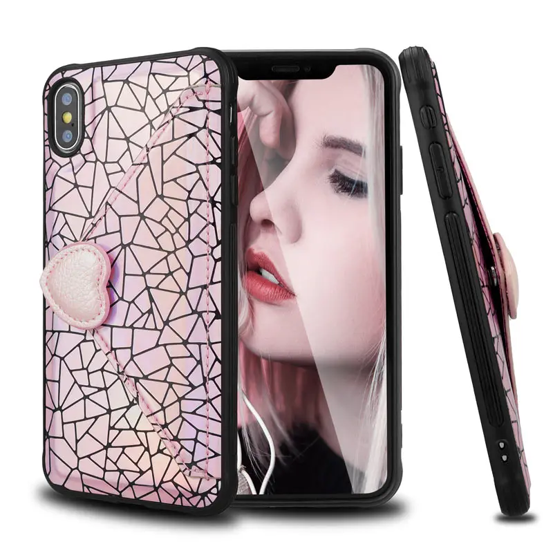 Сумка-конверт класса люкс чехол для телефона iPhone XS MAX XR X Модный Лазерный кошелек с