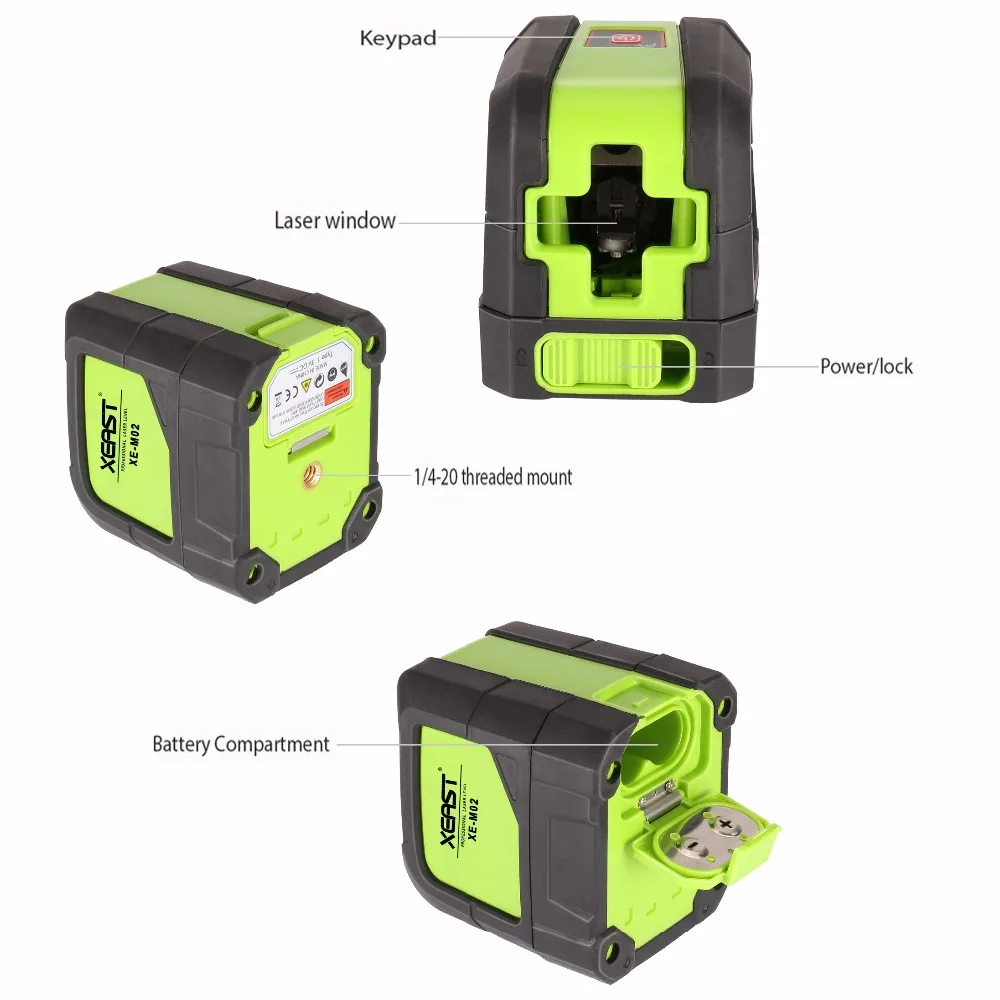 XEAST 2 линии лазерный уровень самонивелирующийся (4 градуса) зеленый красный луч