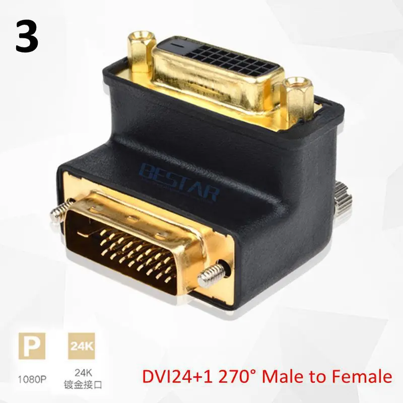 Угловой разъем DVI 24 + 5 1 90 270 градусов прямой угол штекер гнездо|Компьютерные