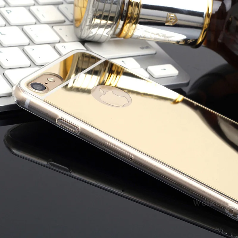 Роскошный чехол с зеркалом для iPhone 7 8 6 6S Plus 5S SE 8 X XS MAX Мягкий Прозрачный Силикон ТПУ чехол для iPhone 6 X S чехол из розового золота