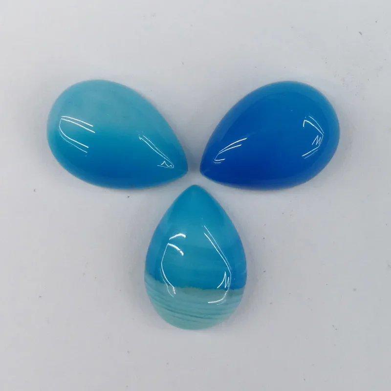 Wholesale fashion natural Blue striped onyx stone beads 10X14mm teardrop CAB CABOCHON loose 50pcs no hole Free shipping | Украшения и