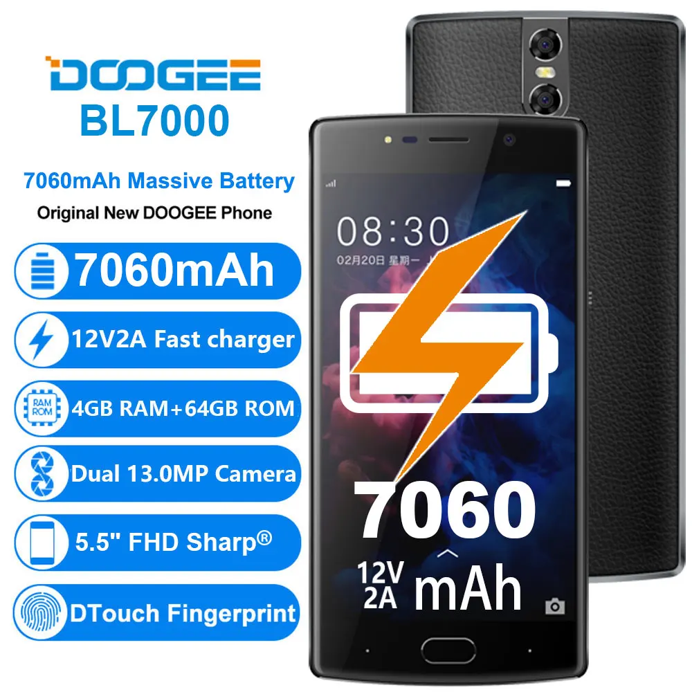 DOOGEE BL7000 4 Гб ОЗУ 64 ПЗУ двойная камера 13 МП мобильный телефон 5 &quotFHD Android 7 0 MTK6750T