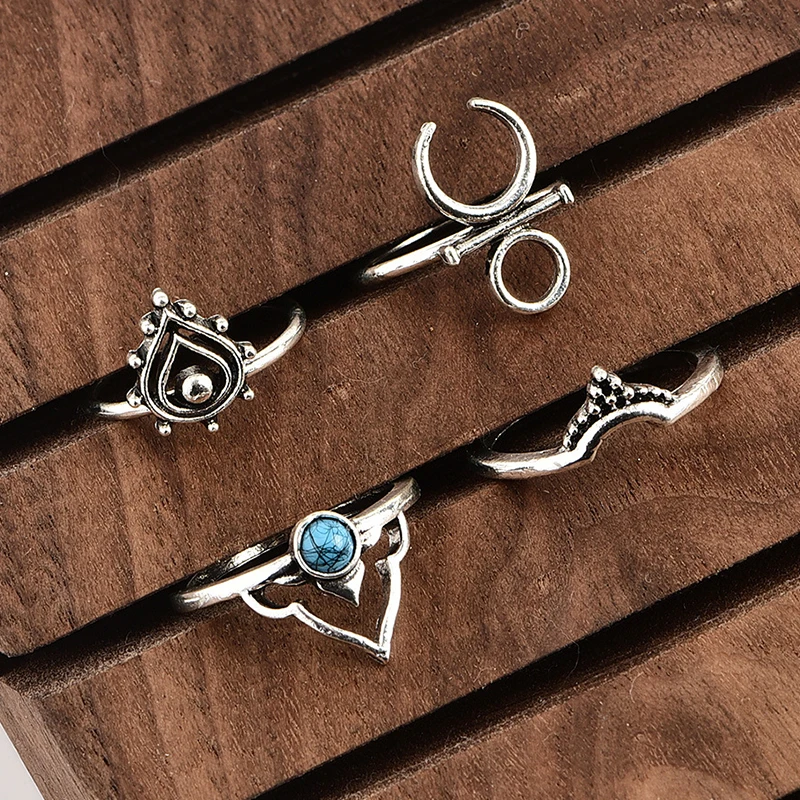 4 шт./компл. панк Луна Корона полые капли кристалл соединение серебряного цвета