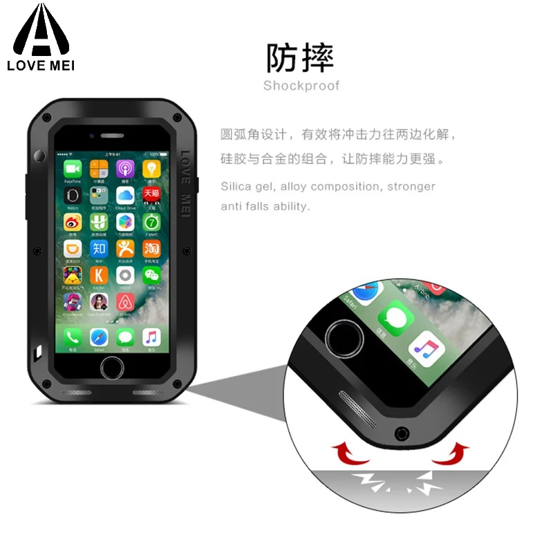 Чехол Love mei из алюминия и металла для iphone 7 защитный противоударный чехол +