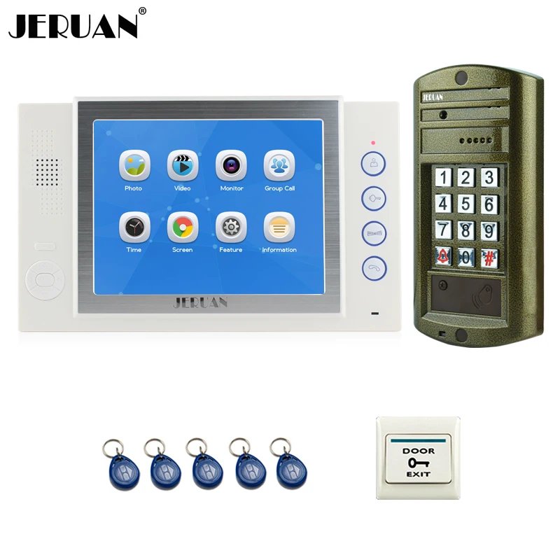 JERUAN Новый 8 ''TFT Цвет видео домофон Системы комплект белый монитор + металл