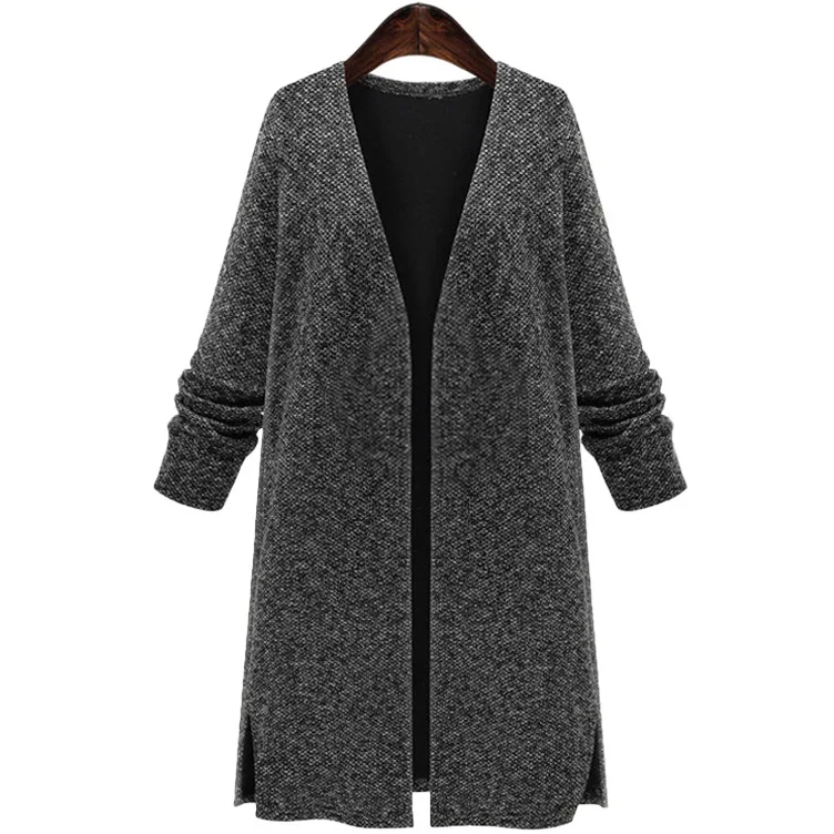 Женский трикотажный кардиган с длинным рукавом и треугольным вырезом черное